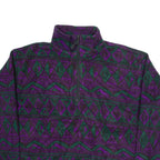 ROUGH DRESS Womens Patterned Fleece Purple Geometric 1/2 Zip Tight Knit L
