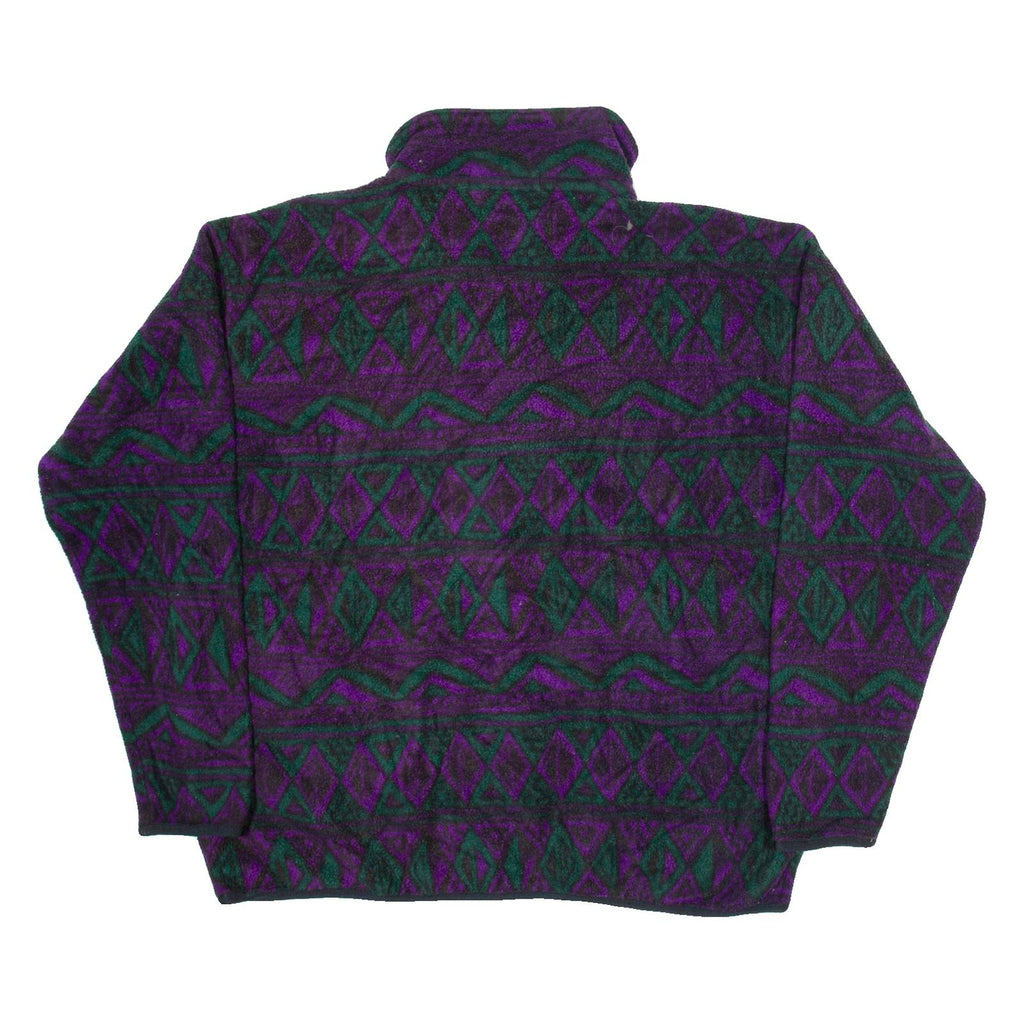 ROUGH DRESS Womens Patterned Fleece Purple Geometric 1/2 Zip Tight Knit L
