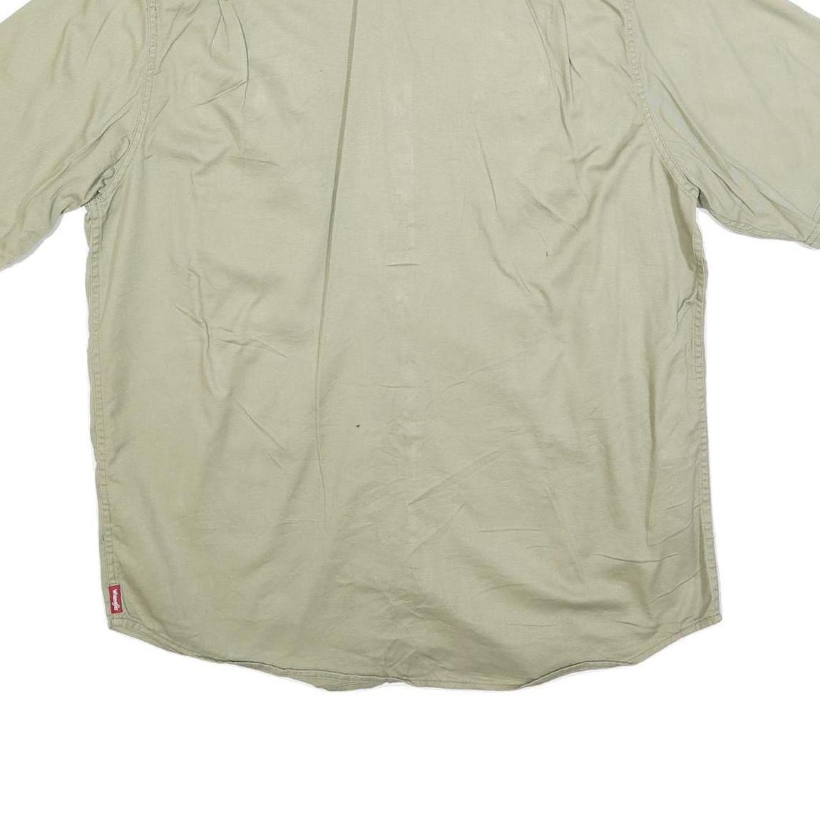 WRANGLER Mens Beige Casual Cotton Blend Shirt L Button Pocket Style