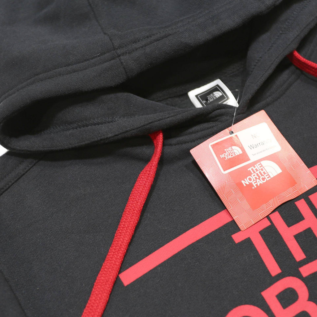 THE NORTH FACE Mens Black Red Logo Pullover Hoodie XS Since 1968 Graphic