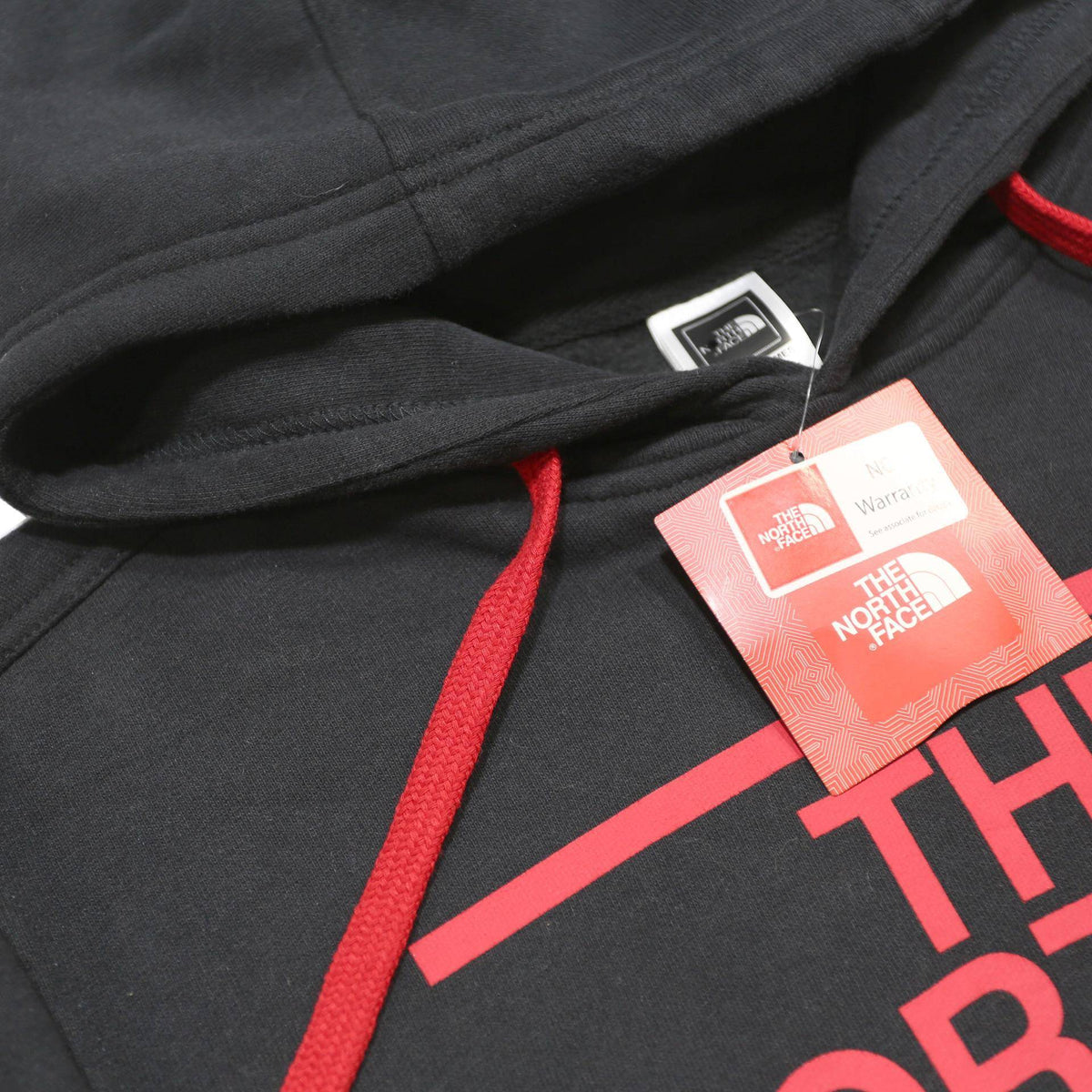 THE NORTH FACE Mens Black Red Logo Pullover Hoodie XS Since 1968 Graphic
