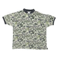 OP SPORT Mens Green Leaf Print Short Sleeve Polo Shirt L Cotton Blend Casual