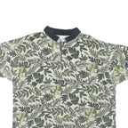 OP SPORT Mens Green Leaf Print Short Sleeve Polo Shirt L Cotton Blend Casual