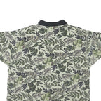 OP SPORT Mens Green Leaf Print Short Sleeve Polo Shirt L Cotton Blend Casual
