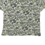 OP SPORT Mens Green Leaf Print Short Sleeve Polo Shirt L Cotton Blend Casual