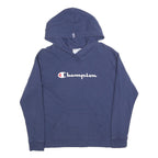 CHAMPION Mens Blue Pullover Hoodie S Cotton Blend Casual Logo Sweatshirt