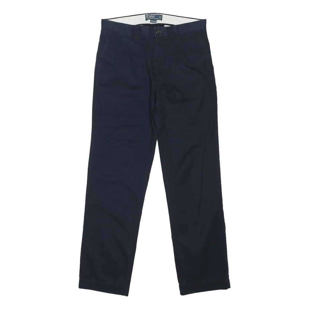 POLO RALPH LAUREN Mens Cotton Blend Navy Regular Fit Straight Leg Trousers W32
