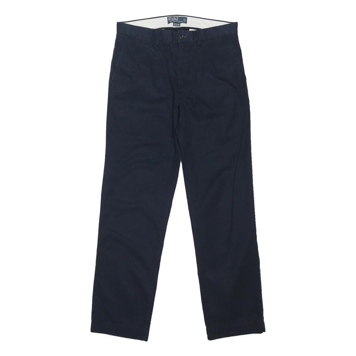 POLO RALPH LAUREN Mens Cotton Blend Navy Regular Fit Straight Leg Trousers W32