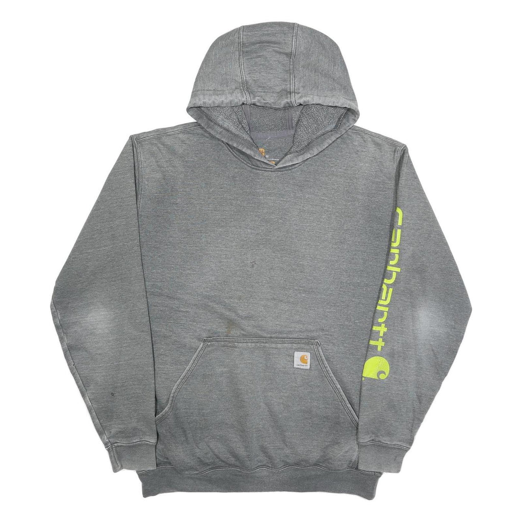 CARHARTT Mens Grey Hoodie M Cotton Blend Workwear Graphic Print