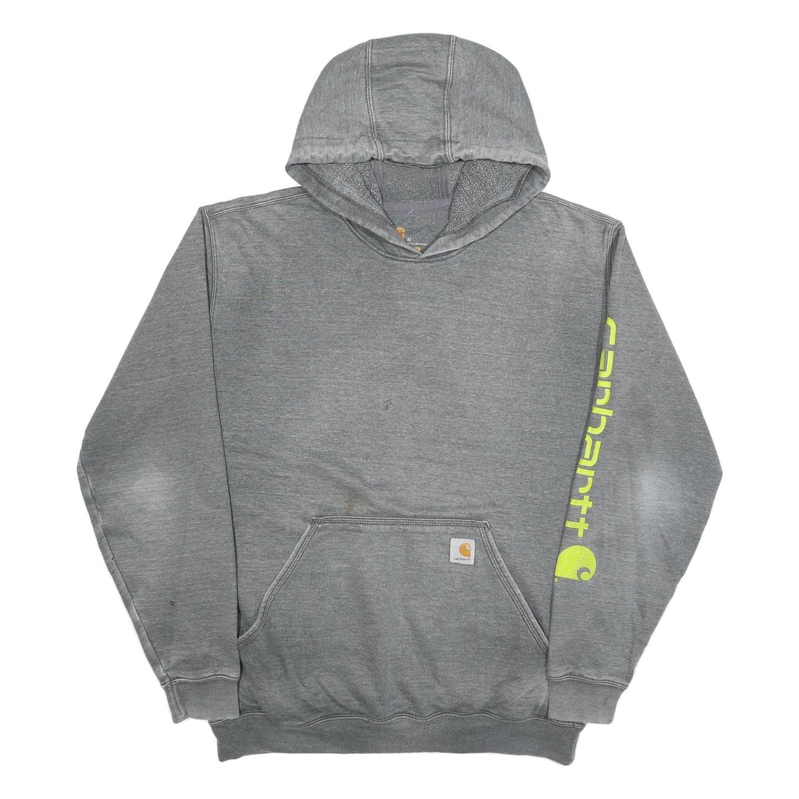 CARHARTT Mens Grey Hoodie M Cotton Blend Workwear Graphic Print