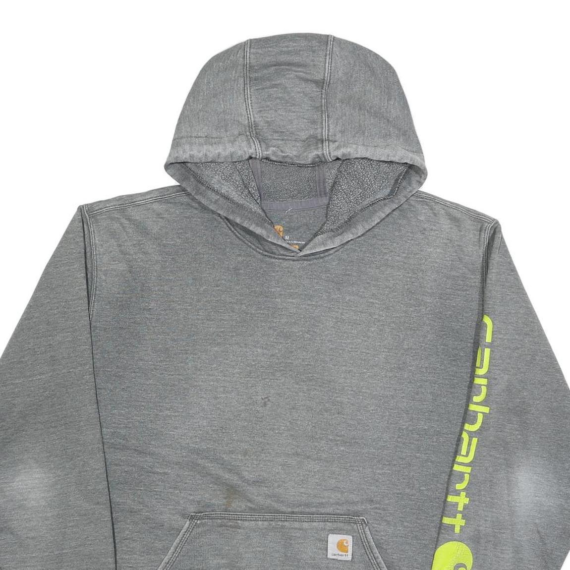 CARHARTT Mens Grey Hoodie M Cotton Blend Workwear Graphic Print