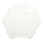 CHAMPION Womens White Cotton Blend Crew Neck Sweatshirt XS Classic Logo Pullover
