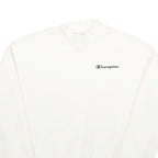 CHAMPION Womens White Cotton Blend Crew Neck Sweatshirt XS Classic Logo Pullover
