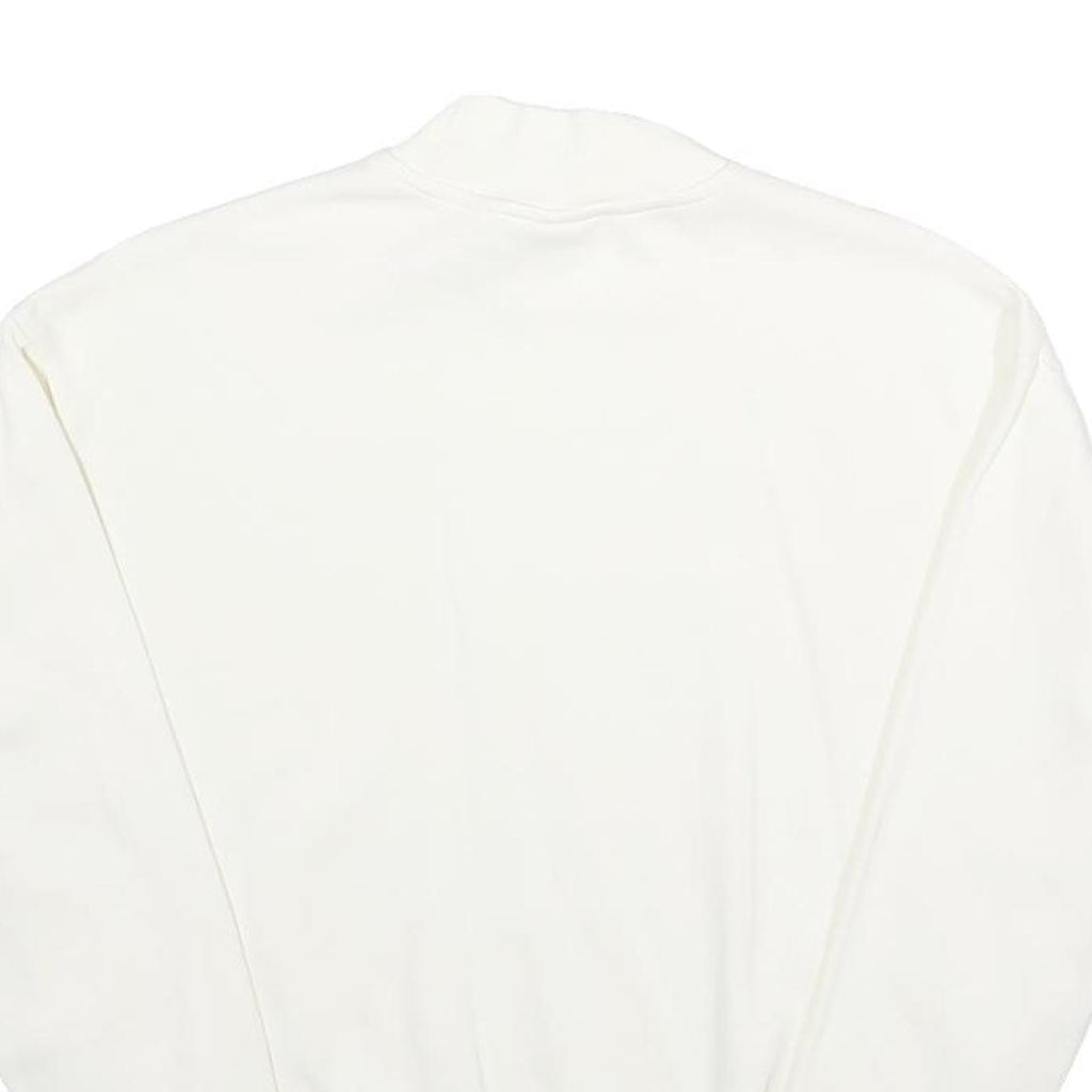 CHAMPION Womens White Cotton Blend Crew Neck Sweatshirt XS Classic Logo Pullover