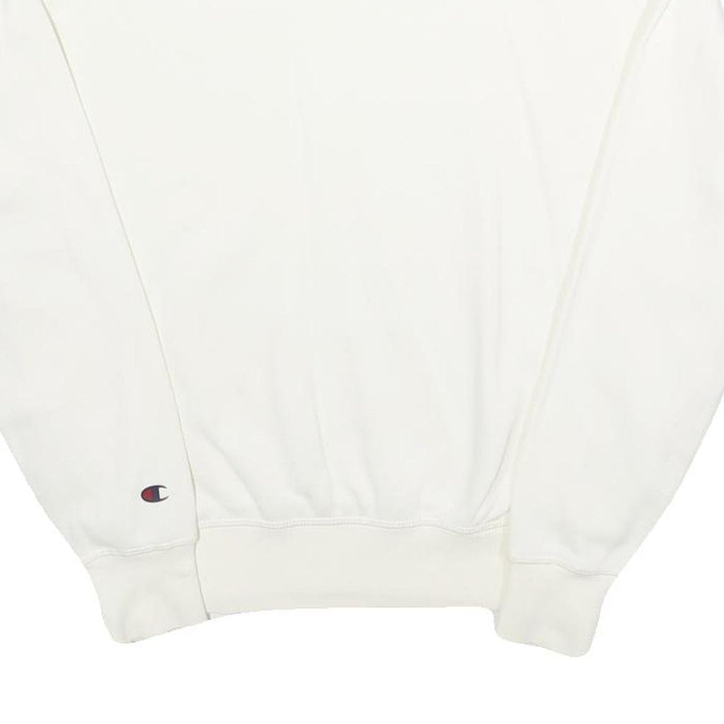 CHAMPION Womens White Cotton Blend Crew Neck Sweatshirt XS Classic Logo Pullover