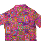 Womens Pink & Purple Patchwork Pattern Polyester Blend Shirt S Bright Casual