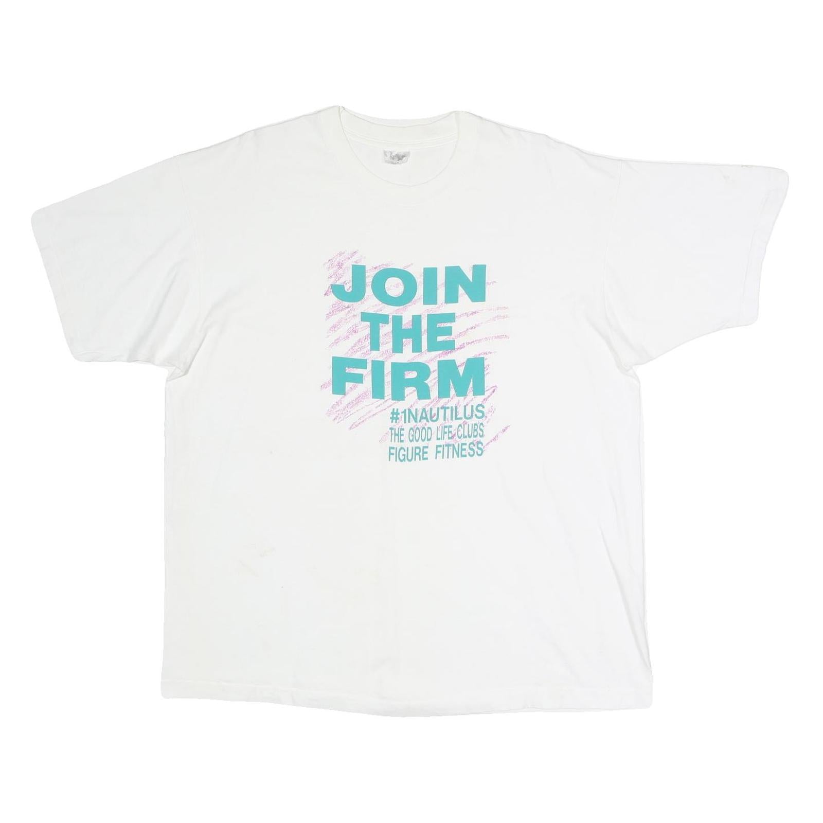 Mens White Cotton Graphic T-Shirt XL Short Sleeve Crew Neck Fitness Club