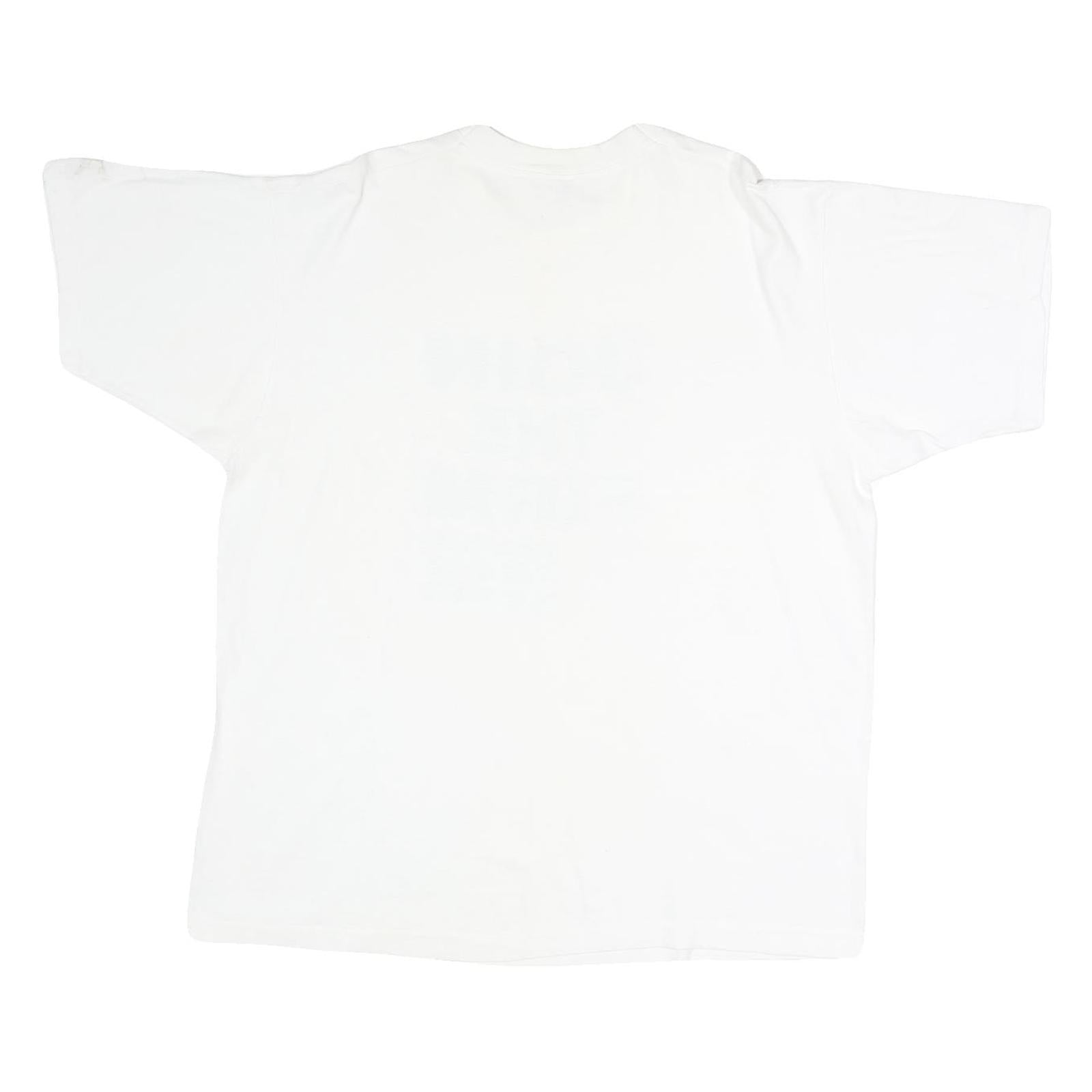 Mens White Cotton Graphic T-Shirt XL Short Sleeve Crew Neck Fitness Club