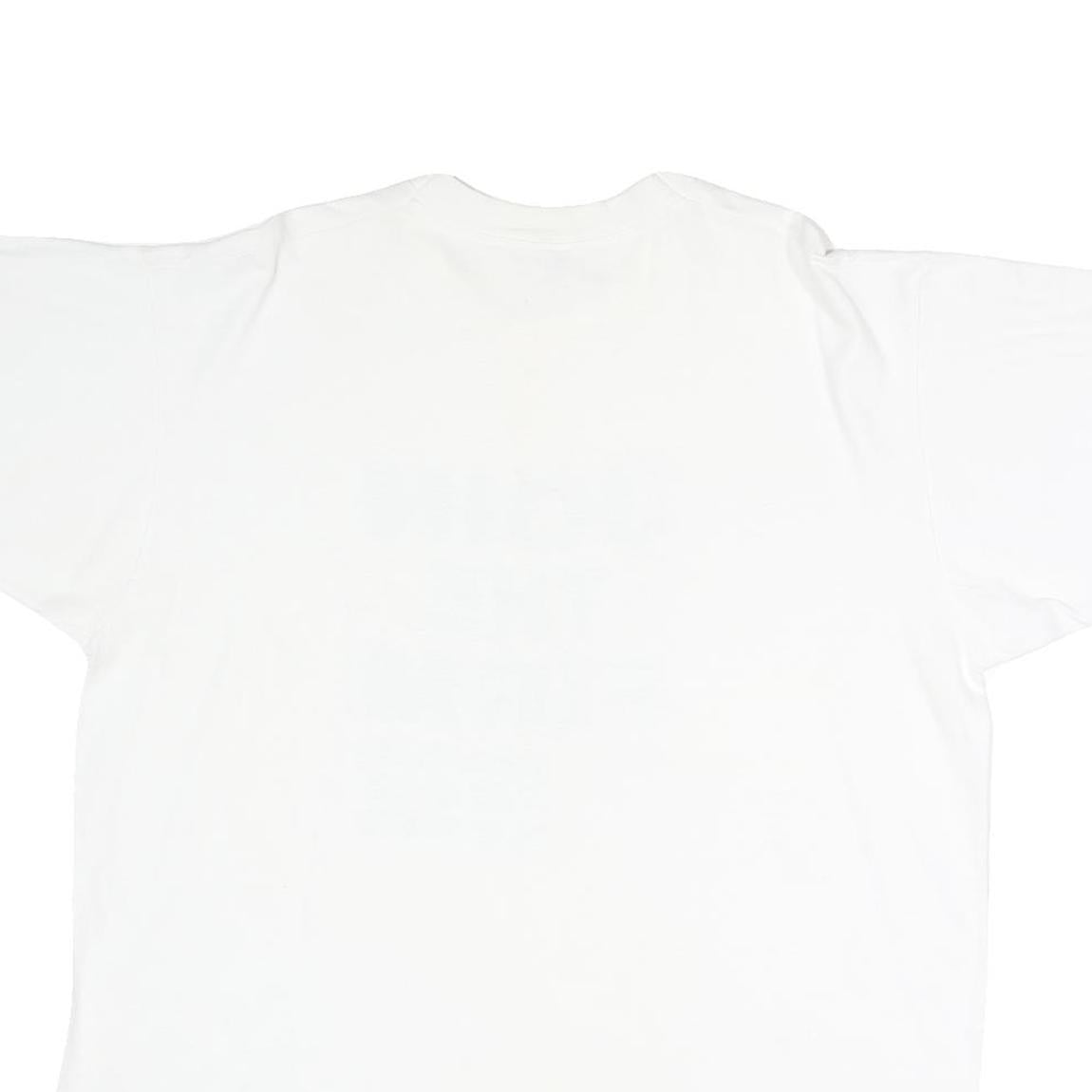 Mens White Cotton Graphic T-Shirt XL Short Sleeve Crew Neck Fitness Club