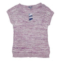 CHAPS Womens Purple & White Patterned Jumper Scoop Neck Basic Knit L Cotton