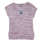 CHAPS Womens Purple & White Patterned Jumper Scoop Neck Basic Knit L Cotton