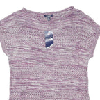 CHAPS Womens Purple & White Patterned Jumper Scoop Neck Basic Knit L Cotton
