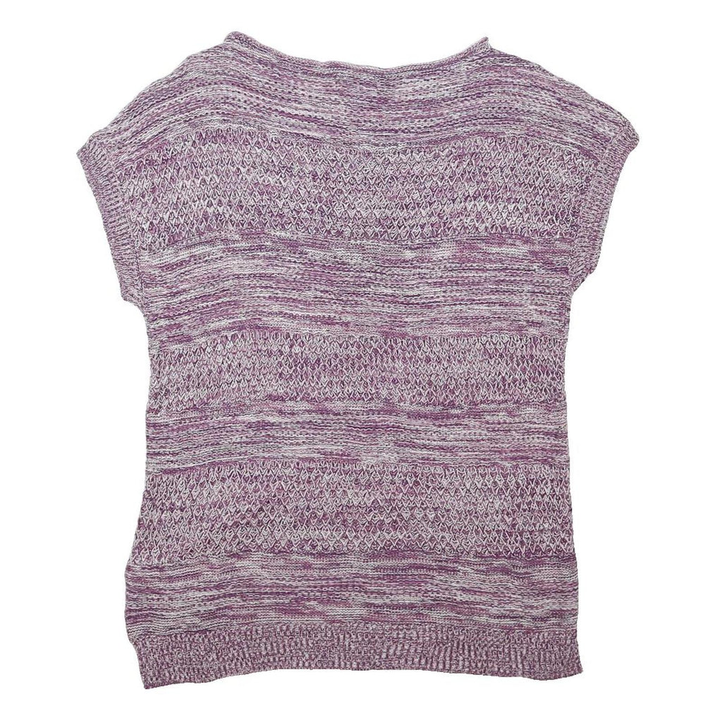 CHAPS Womens Purple & White Patterned Jumper Scoop Neck Basic Knit L Cotton