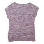 CHAPS Womens Purple & White Patterned Jumper Scoop Neck Basic Knit L Cotton