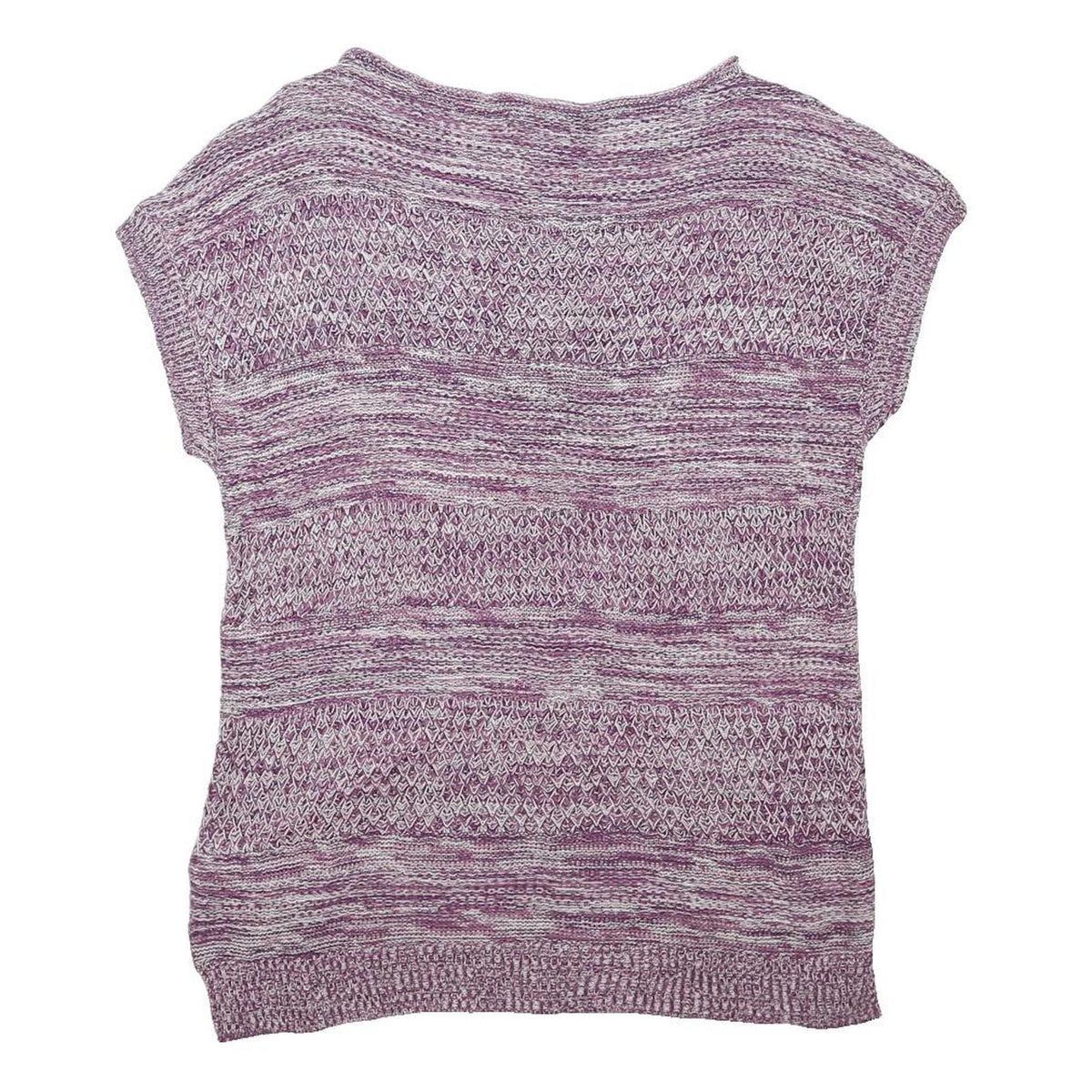 CHAPS Womens Purple & White Patterned Jumper Scoop Neck Basic Knit L Cotton