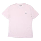 CALVIN KLEIN Womens Pink & Grey CK Logo Modern T-Shirt L Short Sleeve Crew Neck