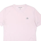 CALVIN KLEIN Womens Pink & Grey CK Logo Modern T-Shirt L Short Sleeve Crew Neck