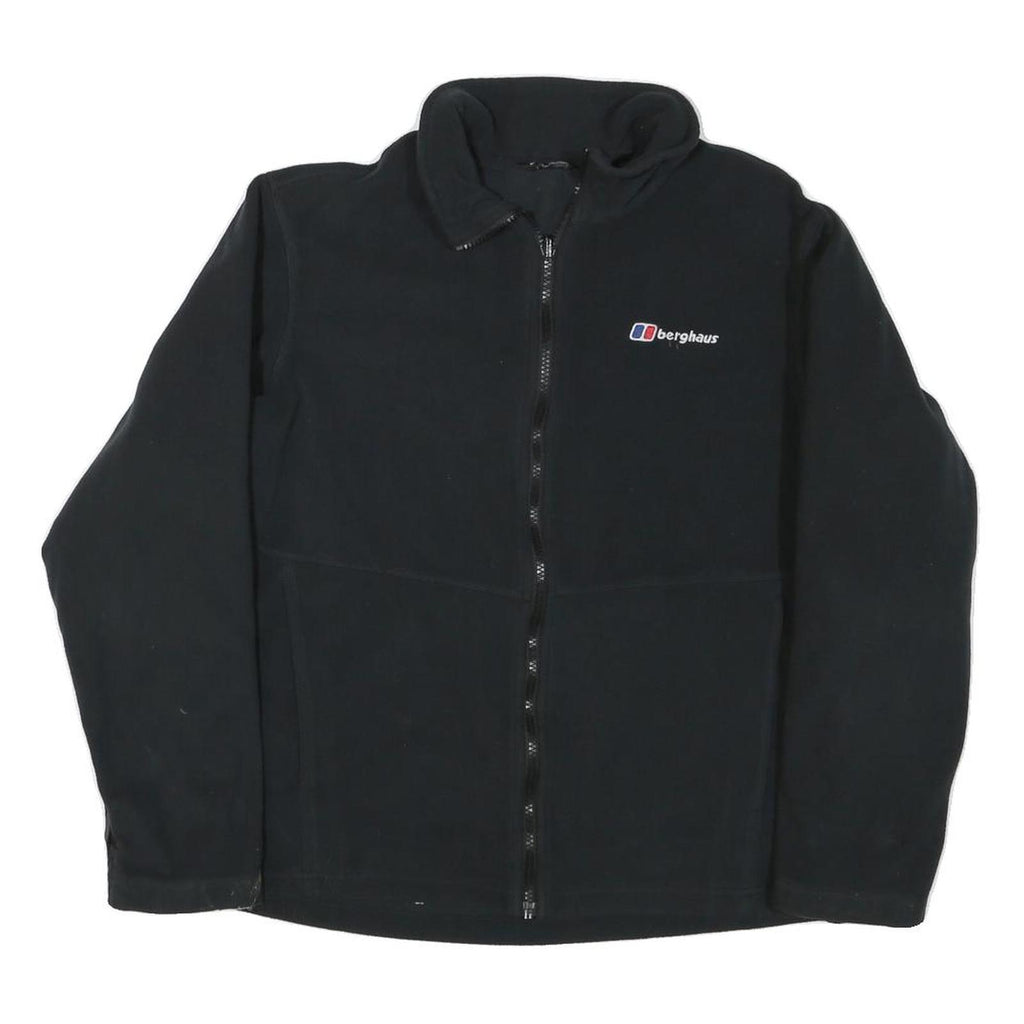 BERGHAUS Mens Black Jacket L Polyester Blend Plain Zip Outdoor Hiking