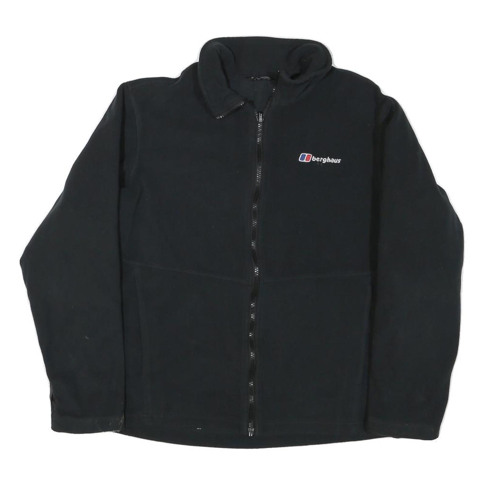 BERGHAUS Mens Black Jacket L Polyester Blend Plain Zip Outdoor Hiking