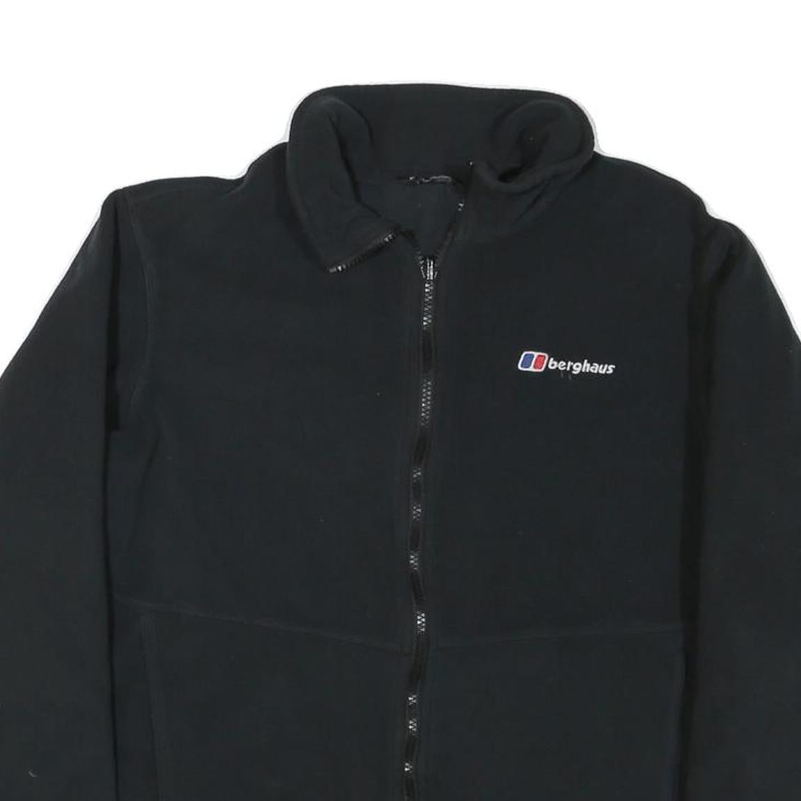 BERGHAUS Mens Black Jacket L Polyester Blend Plain Zip Outdoor Hiking