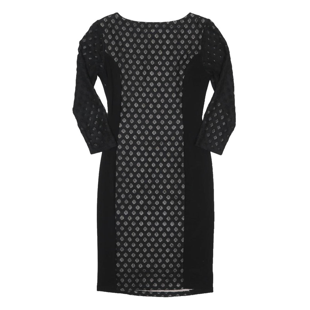 PHASE EIGHT Womens Black Silver Polka Dot Bodycon Woven Knee Length Dress UK 10