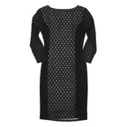 PHASE EIGHT Womens Black Silver Polka Dot Bodycon Woven Knee Length Dress UK 10