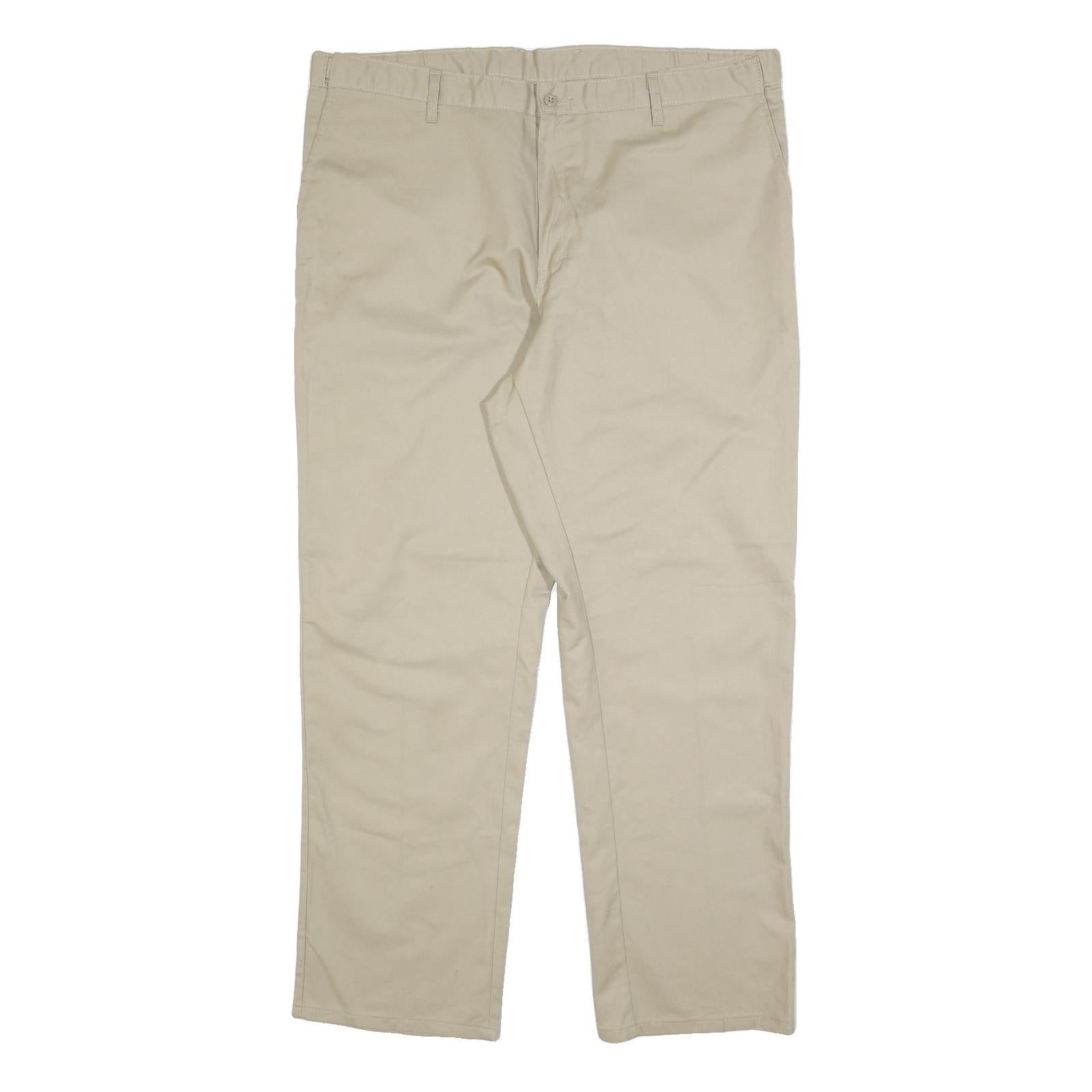DICKIES Mens Cotton Blend Beige Regular Straight Trousers W40 L32 Workwear