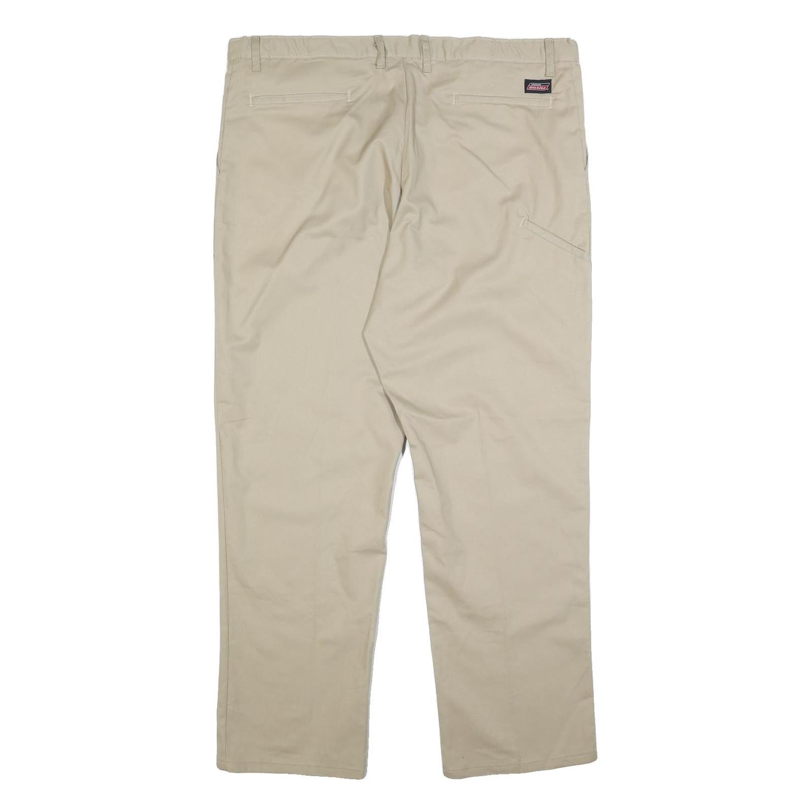 DICKIES Mens Cotton Blend Beige Regular Straight Trousers W40 L32 Workwear