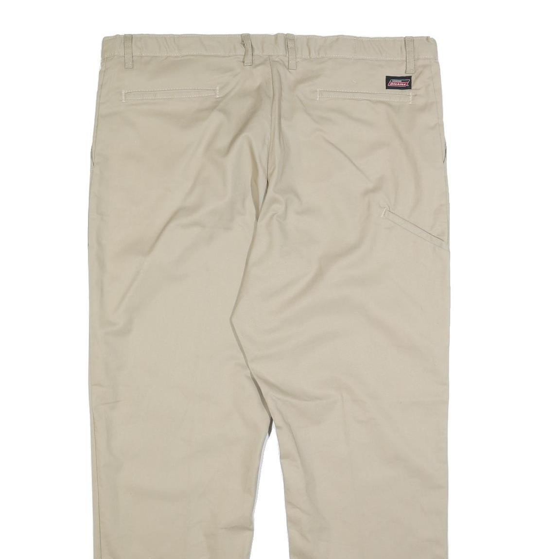 DICKIES Mens Cotton Blend Beige Regular Straight Trousers W40 L32 Workwear