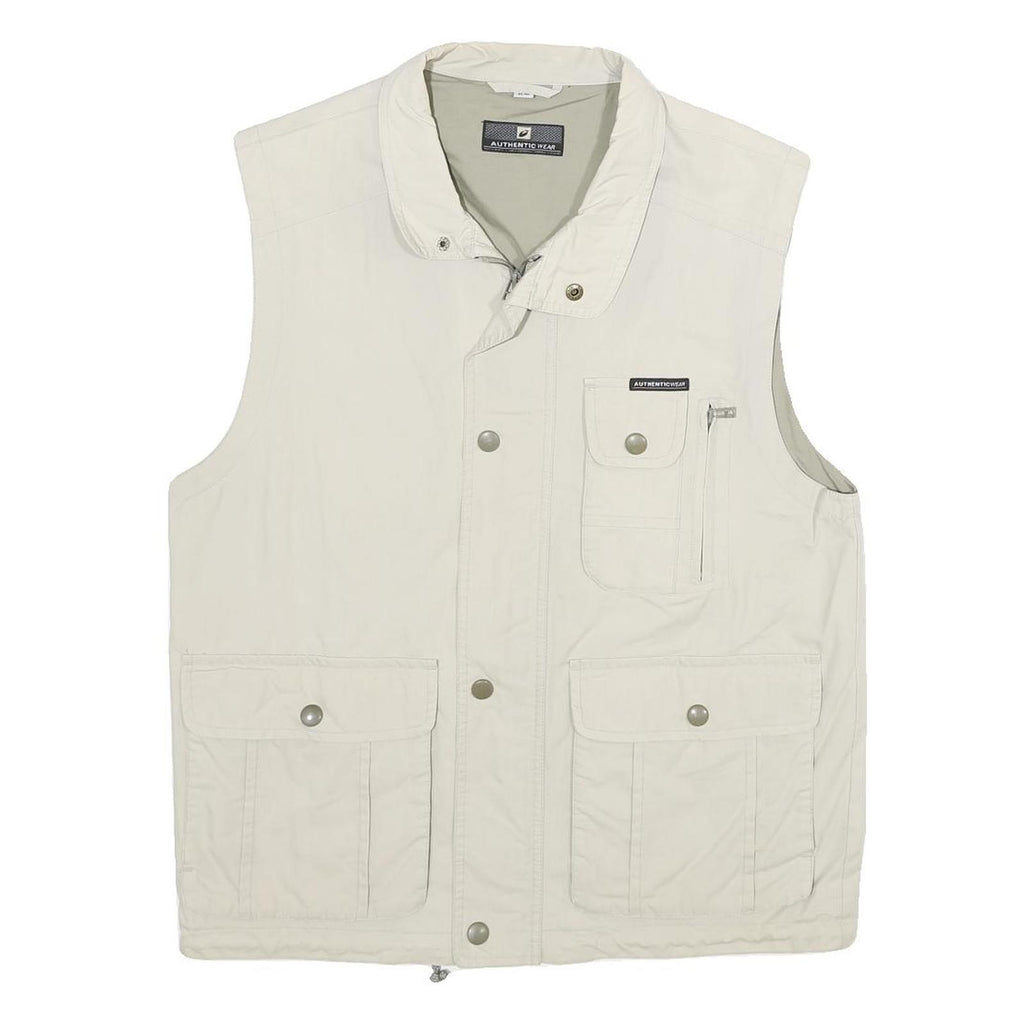 AUTHENTIC WEAR Mens Cream Cotton Blend Workwear Jacket S Plain Zip Pocket