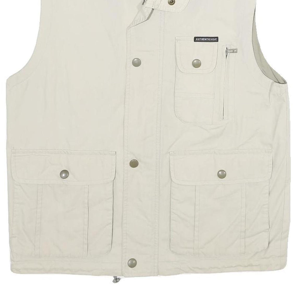 AUTHENTIC WEAR Mens Cream Cotton Blend Workwear Jacket S Plain Zip Pocket