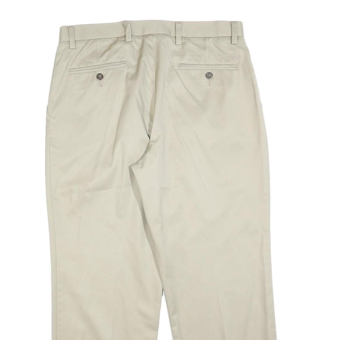 DOCKERS Mens Cotton Blend Beige Regular Fit Straight Leg Trousers W34 L30