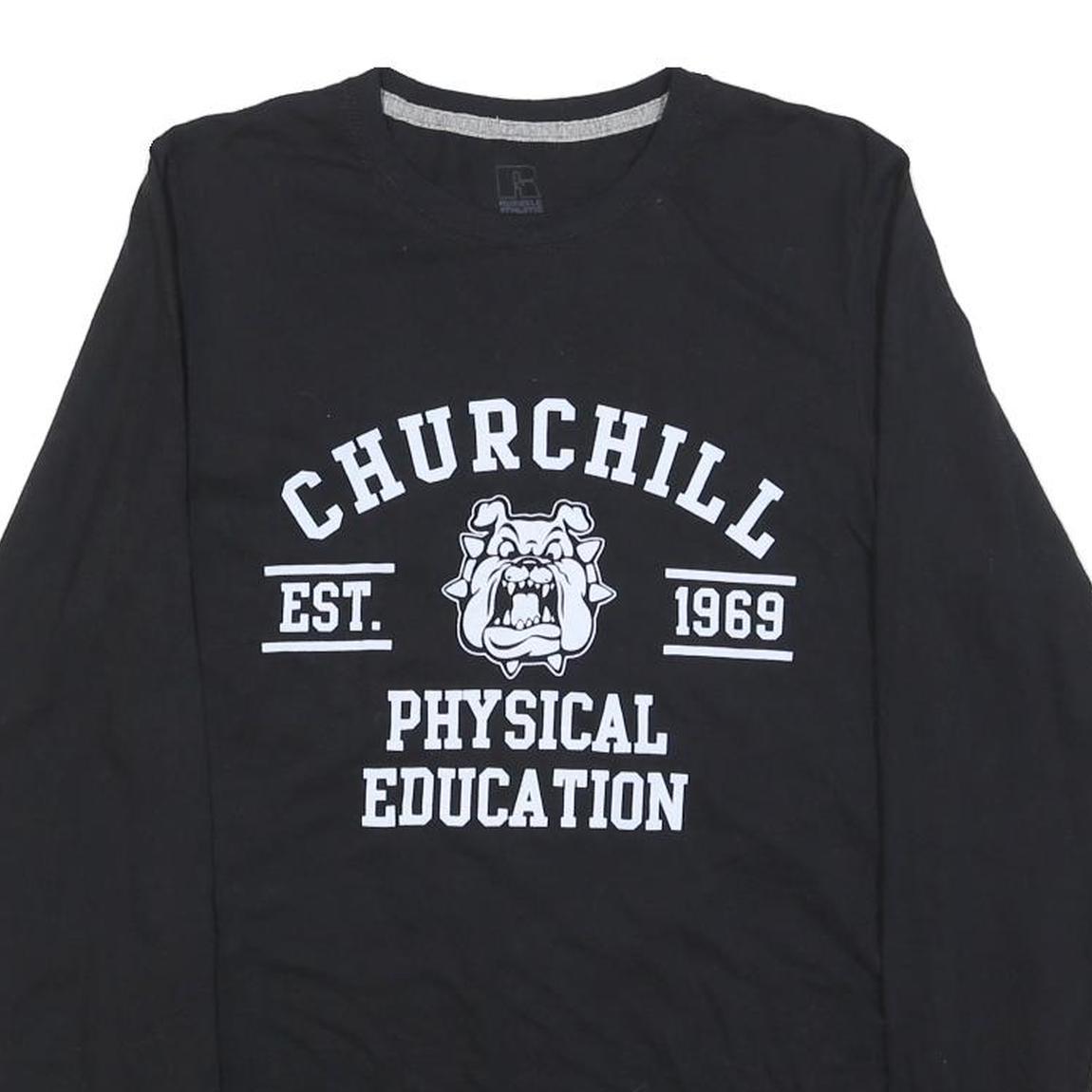 RUSSELL ATHLETIC Mens Black Churchill Physical Education Long Sleeve Crew Neck