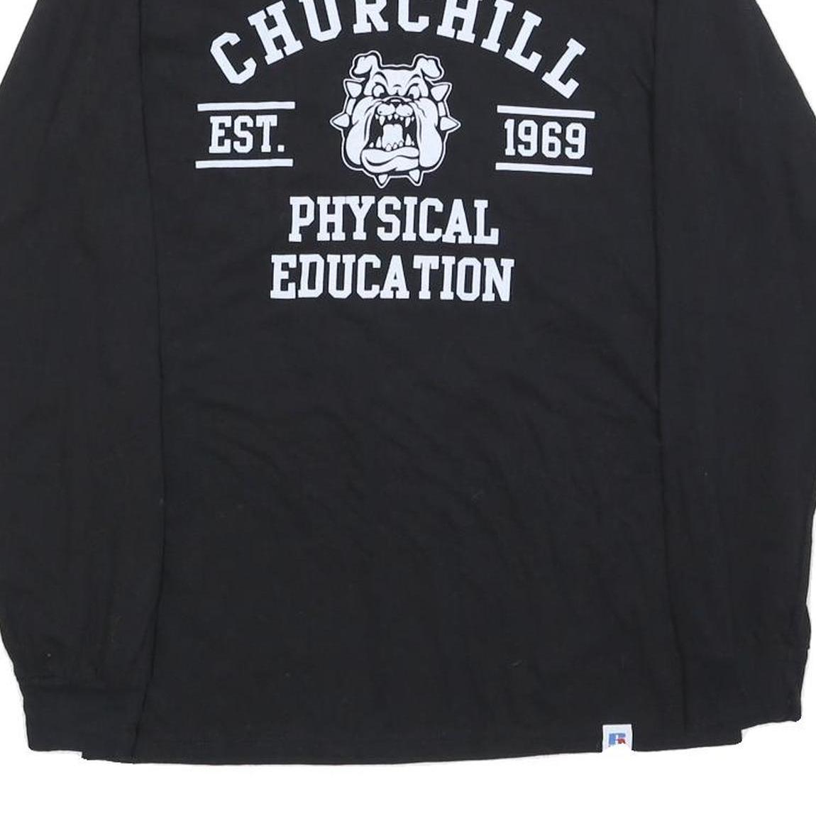 RUSSELL ATHLETIC Mens Black Churchill Physical Education Long Sleeve Crew Neck