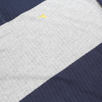 DIADORA Mens Blue & Grey Striped Long Sleeve Polo Shirt S Cotton Blend