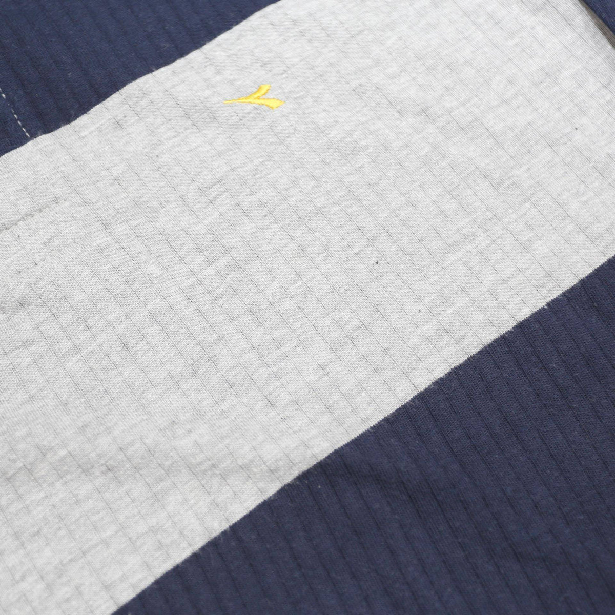 DIADORA Mens Blue & Grey Striped Long Sleeve Polo Shirt S Cotton Blend