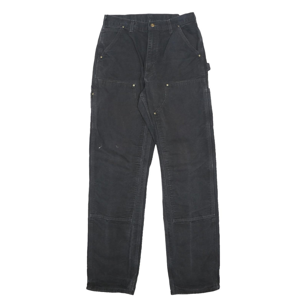 CARHARTT Mens Cotton Black Relaxed Straight Trousers W32 L36 Workwear Pockets