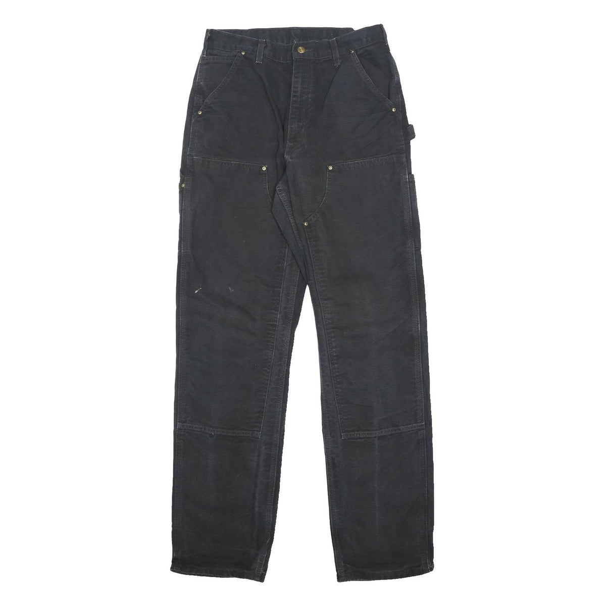 CARHARTT Mens Cotton Black Relaxed Straight Trousers W32 L36 Workwear Pockets