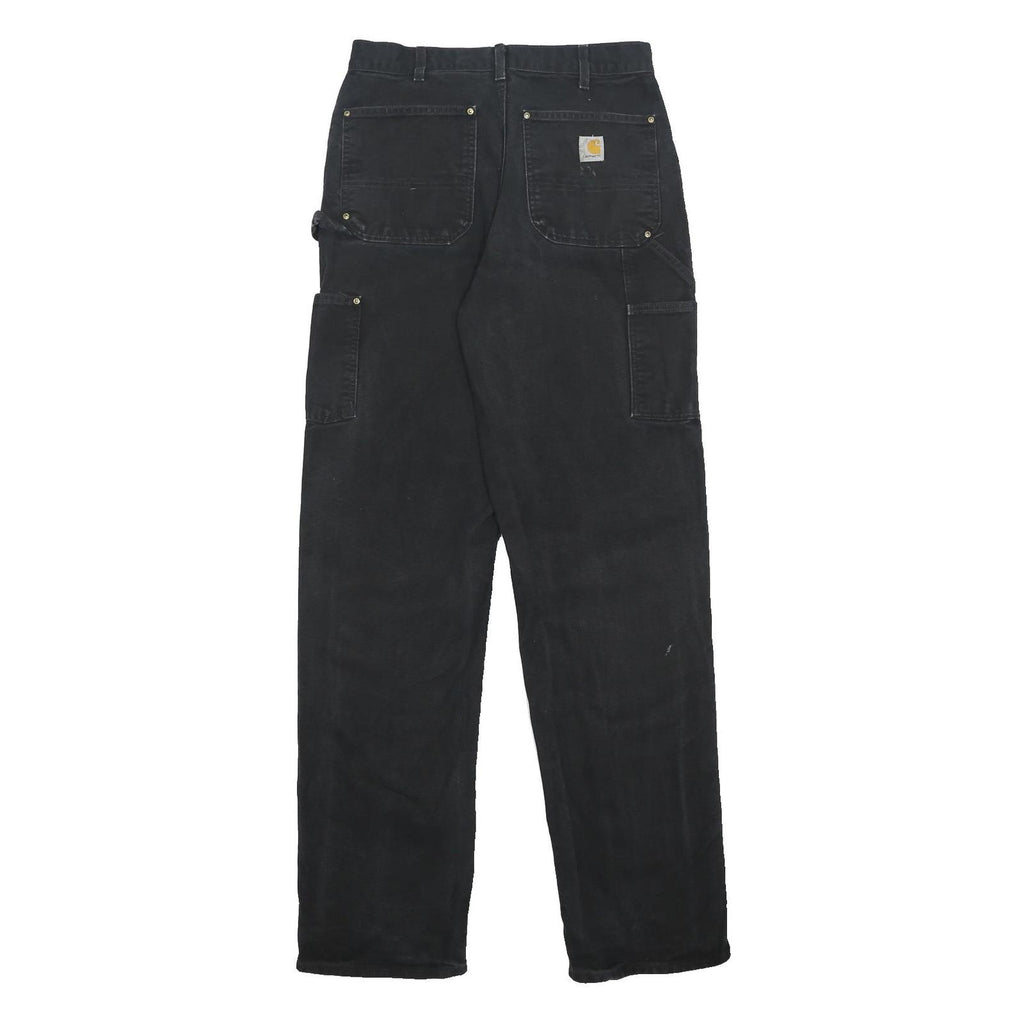 CARHARTT Mens Cotton Black Relaxed Straight Trousers W32 L36 Workwear Pockets