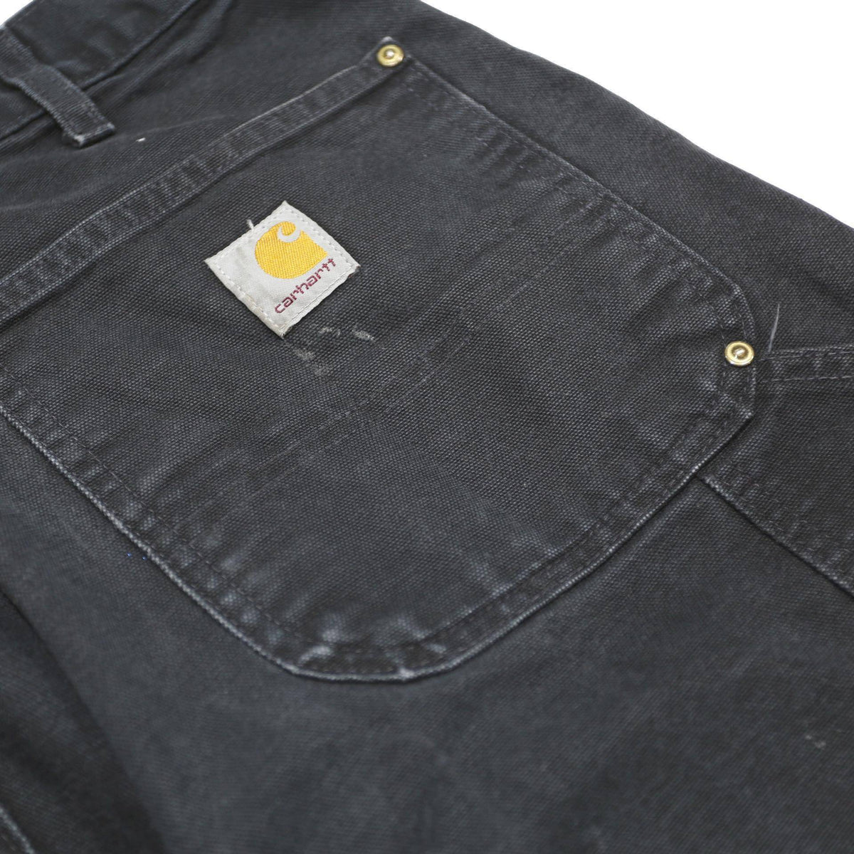 CARHARTT Mens Cotton Black Relaxed Straight Trousers W32 L36 Workwear Pockets